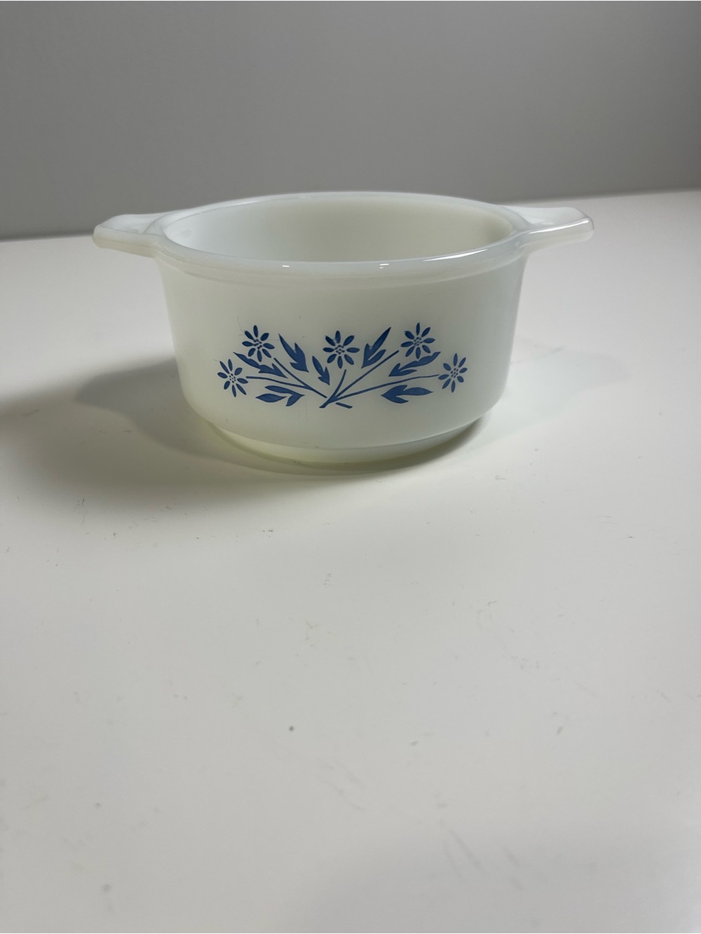 Pyrex White with Blue Floral Motif small bowl saucer